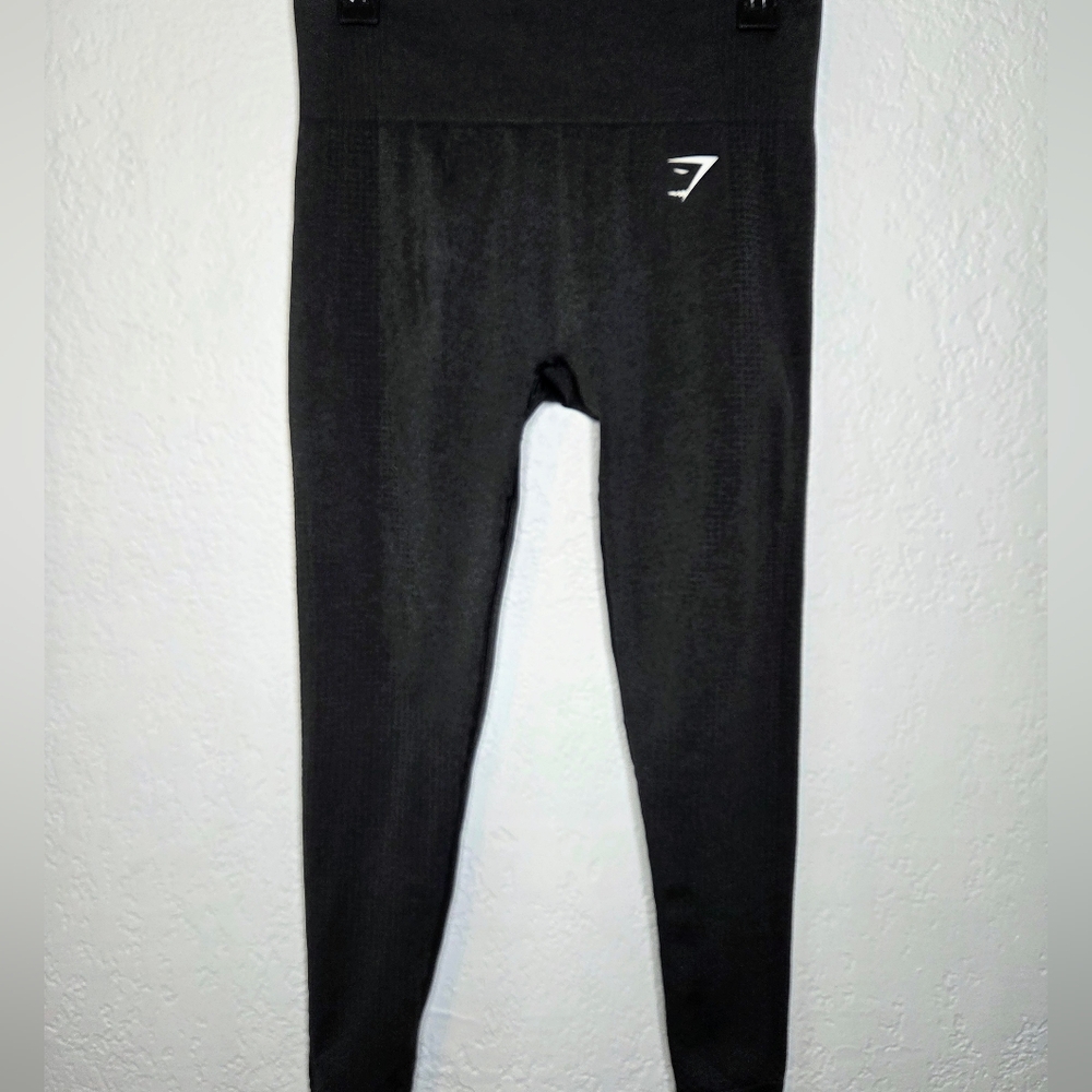 Gymshark Black Seamless Leggings Size Medium Black Marl Workout Pants Athleisure